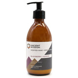 Bottle of Ancient Wisdom Blackberry + Almond scented hand and body lotion on a white background