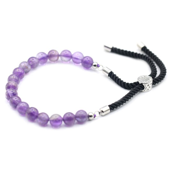 925 Silver Plated Crystal String Bracelet - Amethyst