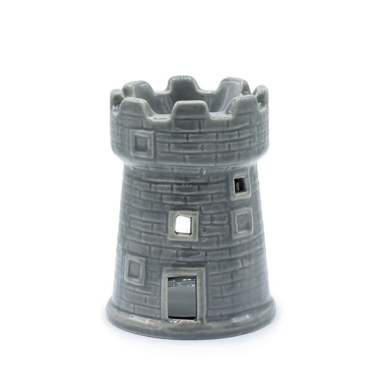 Grey castle oil burner medieval tower design