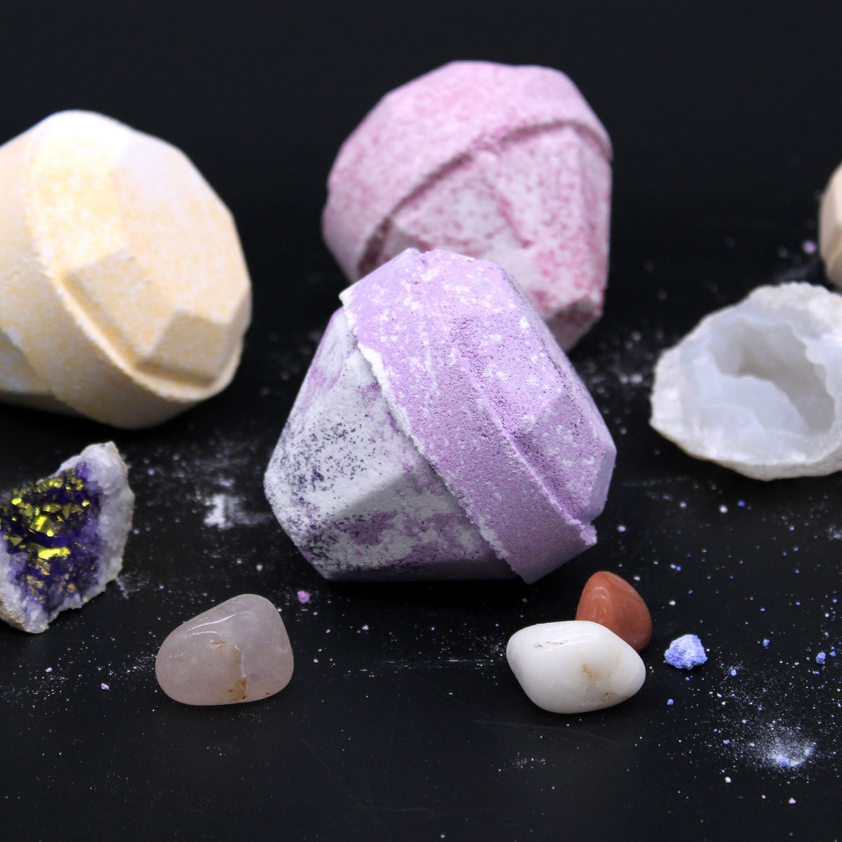 Gemstone Bath Bombs with real gemstones