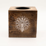 Large Square Mango Wood Oil Burner - Moon Goddess