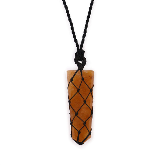 Laced Crystal Flat Point Necklace - Golden Quartz