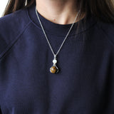Crystal Ball Healing Hands Necklace - Tiger's Eye