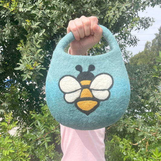 Felt Bee Bag - Blue Green