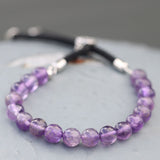 925 Silver Plated Crystal String Bracelet - Amethyst