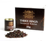 Three Kings Incense Resin packaging with incense resin and canister on a white background