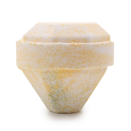 White and gold Gemstone Bath Bomb with hidden real gemstone