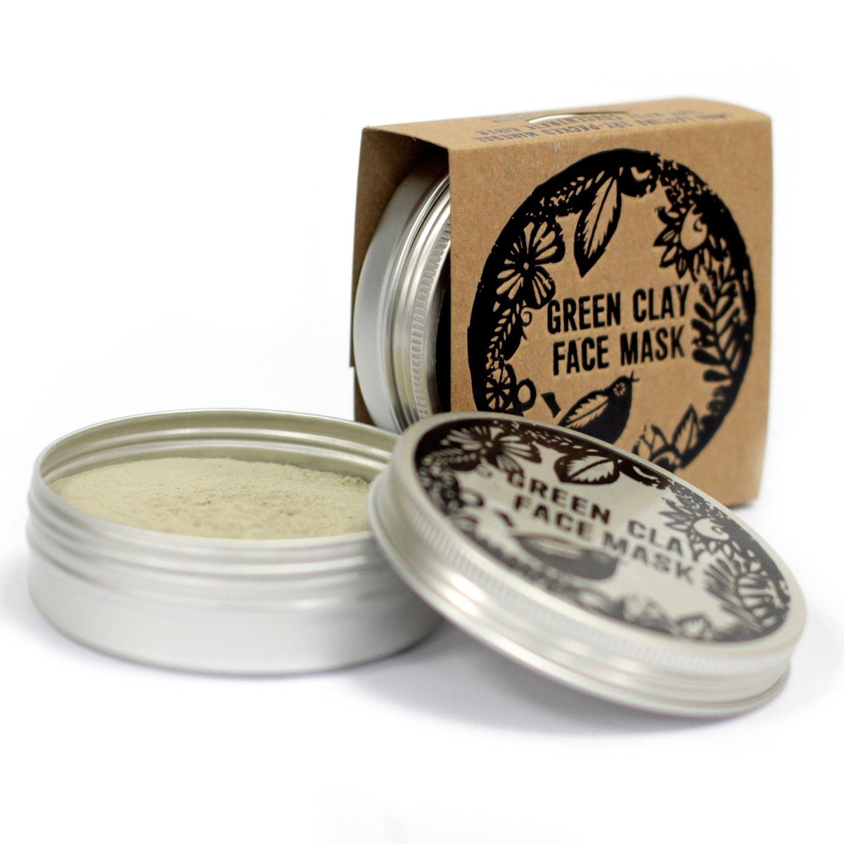 Agnes + Cat Green Clay Face Mask in aluminium tin with kraft packaging