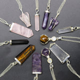 Crystal Ball Healing Hands Necklace - Black Agate