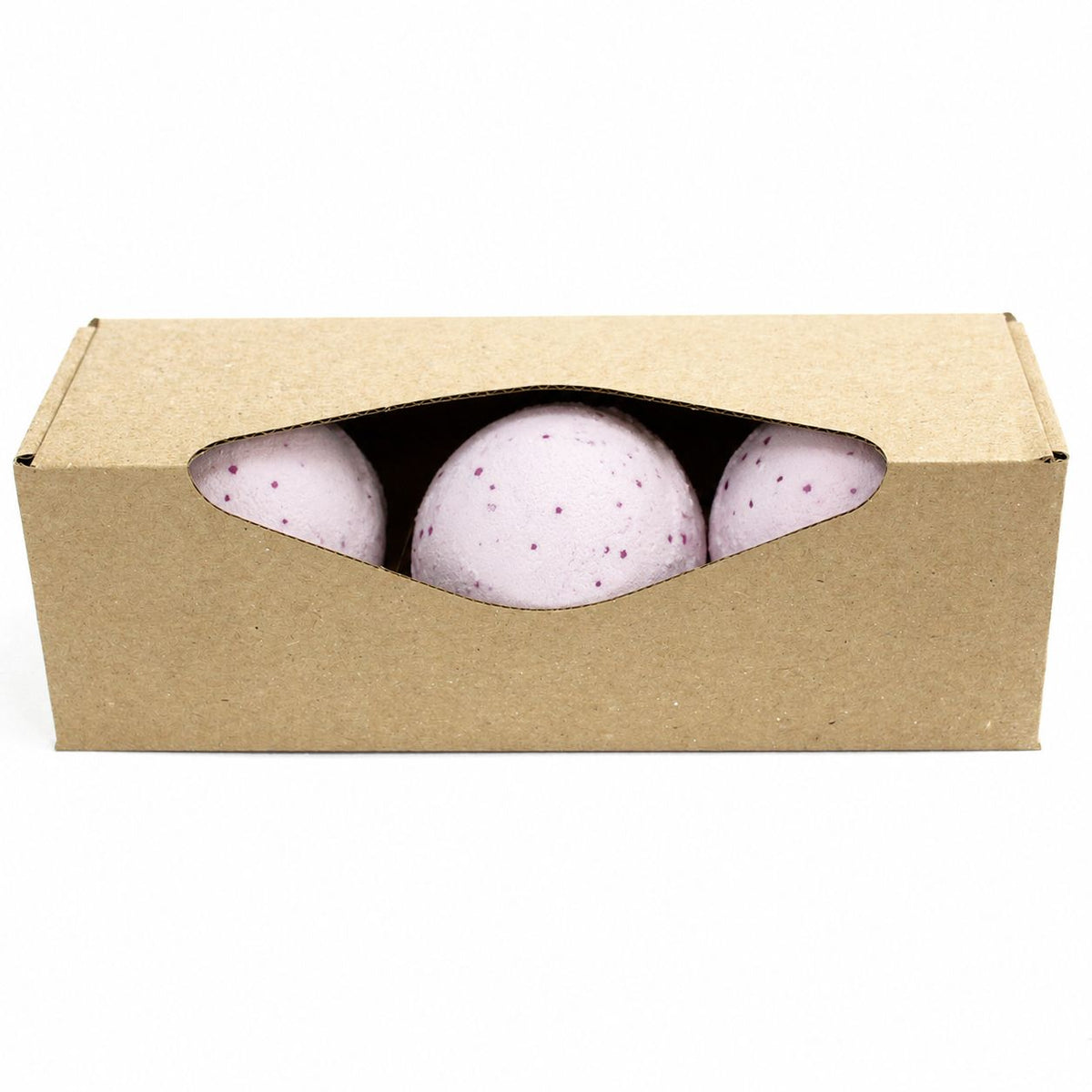 1. Kraft gift box containing three pink Decadence bath bombs