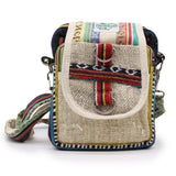 Natural Hemp & Cotton Patterned Crossbody Travel Bag