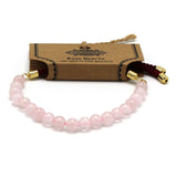 18K Gold Plated Crystal Bordeaux String Bracelet - Rose Quartz