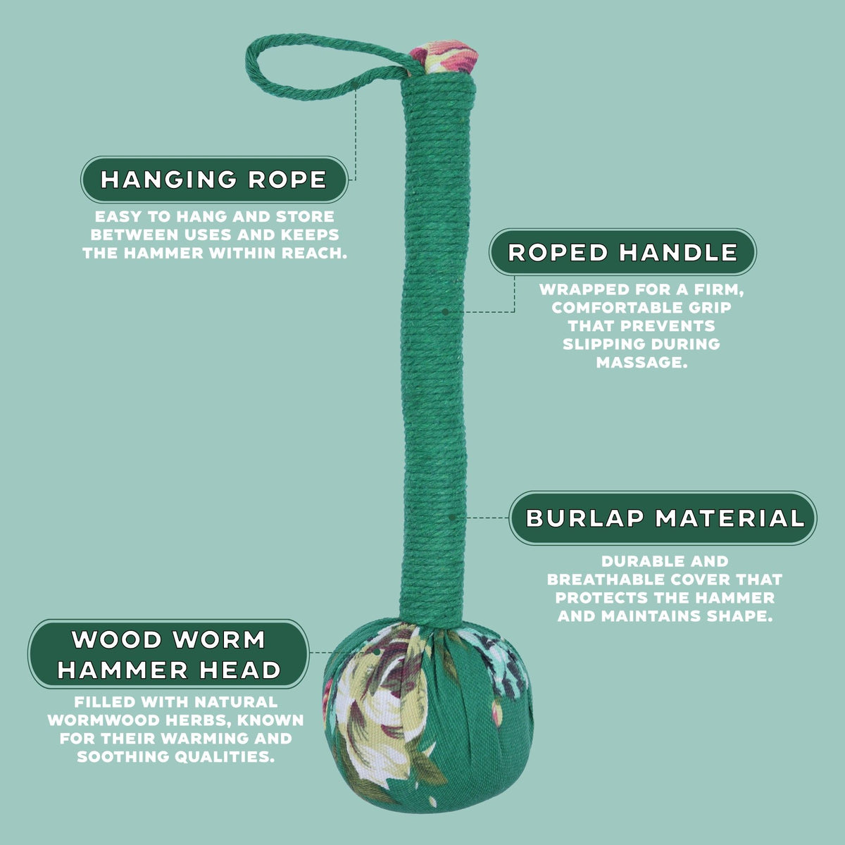 Green wormwood massage hammer product features