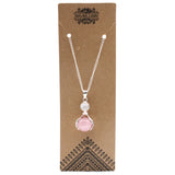 Crystal Ball Healing Hands Necklace - Rose Quartz