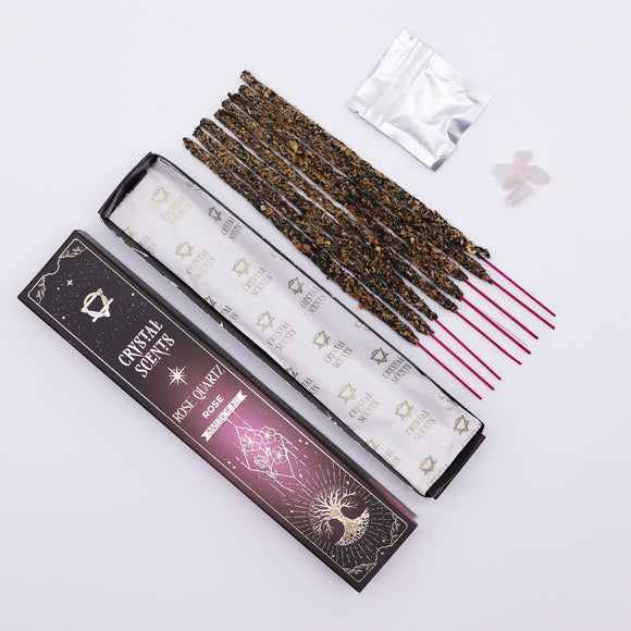Rose Quartz Crystal Scents Rose Smudge Incense Sticks