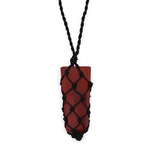 Laced Crystal Flat Point Necklace - Red Jasper