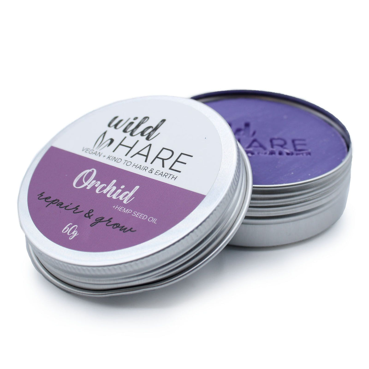 Wild Hare Orchid shampoo bar in aluminium tin