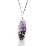 Cascade Wrapped Crystal Necklace - Rough Amethyst