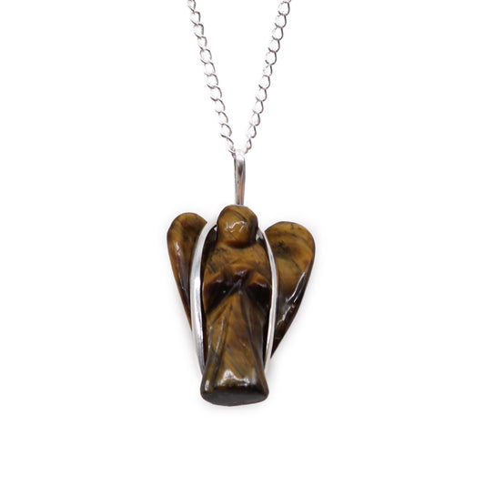 Crystal Angel Necklace  - Tiger's Eye