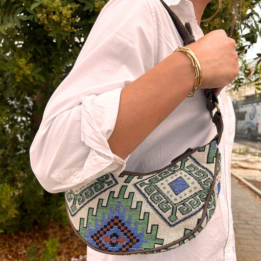 Jacquard Hobo Bag - Green