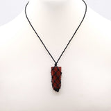 Laced Crystal Flat Point Necklace - Red Jasper
