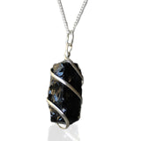 Cascade Wrapped Crystal Necklace - Rough Black Onyx