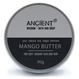 Mango butter container with 'Ancient Wisdom Bath and Body' branding on a white background