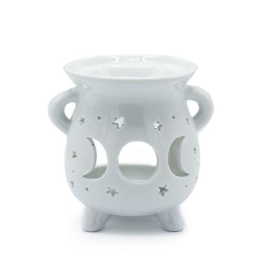 White Moon Phase Cauldron Oil Burner