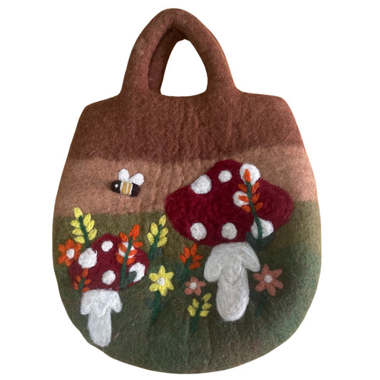 Mushroom Garden Felt Bag