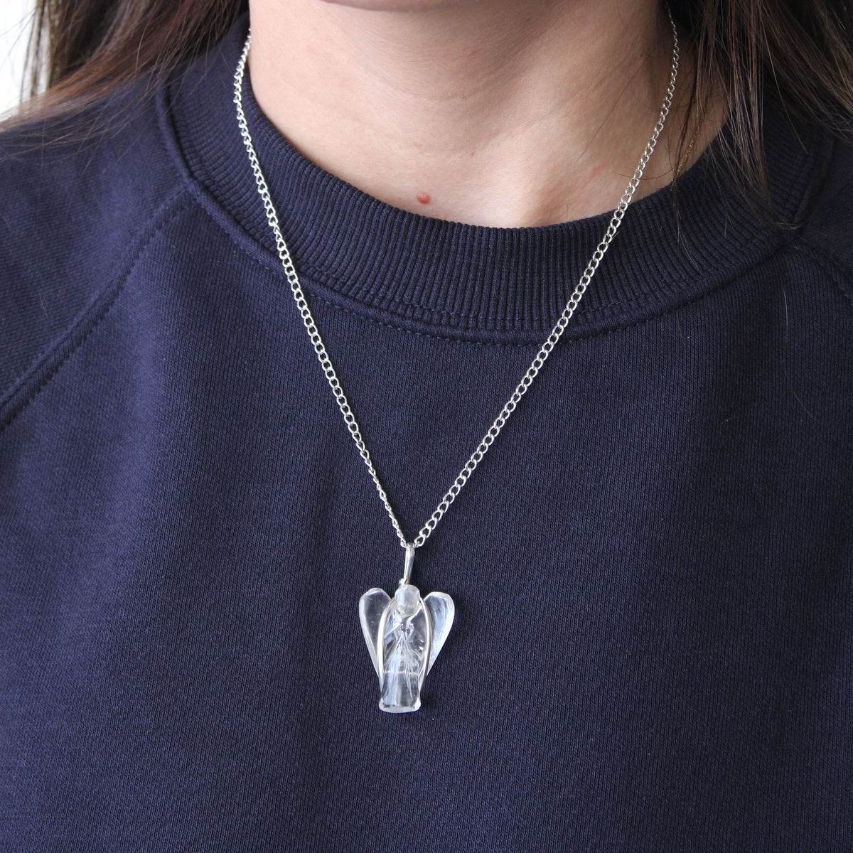 Crystal Angel Necklace - Clear Quartz