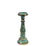 Turquoise & Gold Wooden Candlesticks (Small)