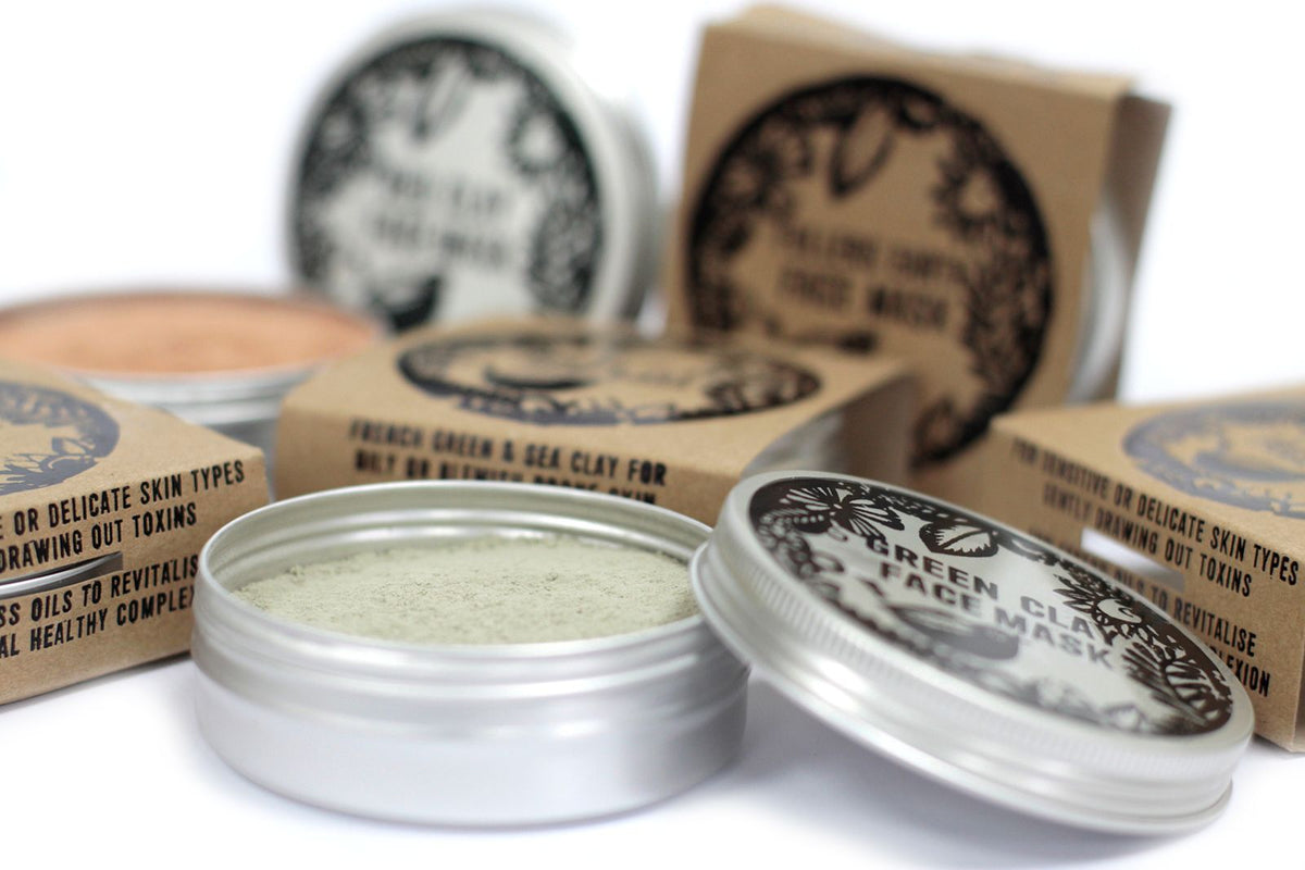 Agnes + Cat Green Clay Face Mask with reusable tin and cardboard sleeve