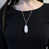 Cascade Wrapped Crystal Necklace - Rough Opalite