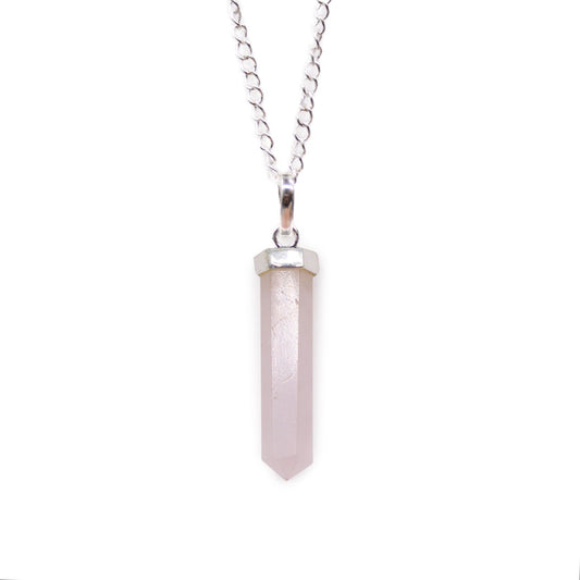 Crystal Wand Necklace - Rose Quartz