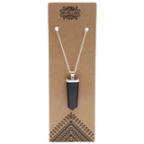 Crystal Flat Point Necklace - Black Agate