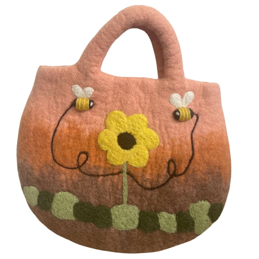 Sunflower & Bees Felt Bag
