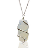 Cascade Wrapped Crystal Necklace - Rough Opalite