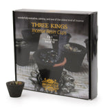 Three Kings Incense Resin Cups packaging with incense cups on a white background