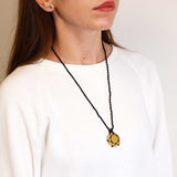 Laced Crystal Hexagon Necklace - Yellow Quartz