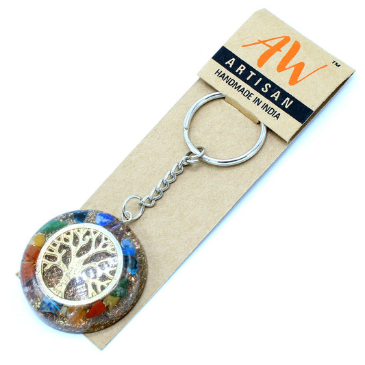 Orgonite Power Keyring - Chakra Crystals & Tree of Life