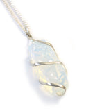 Cascade Wrapped Crystal Necklace - Rough Opalite