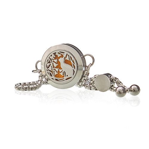 Cat & Flowers Aromatherapy Jewellery Chain Bracelet 20mm