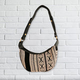 Jacquard Hobo Bag - Grey & Black