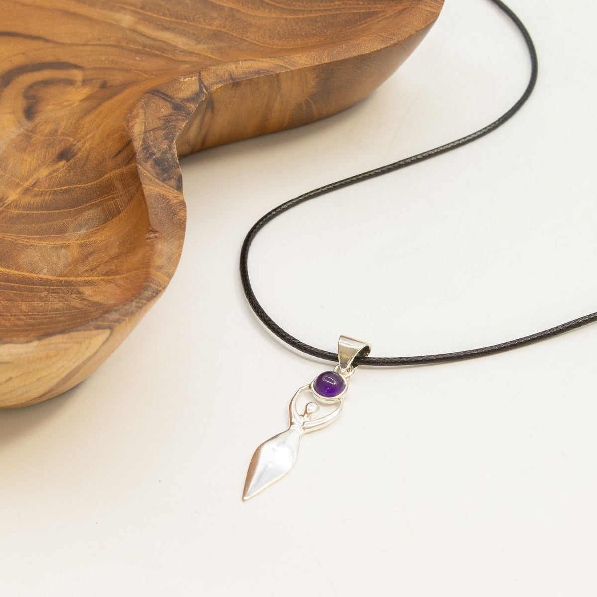 Goddess pendant necklace on 45cm black cord