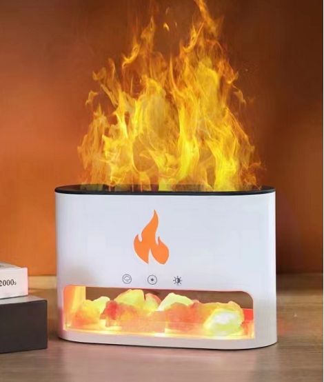 White Blaze Aroma Diffuser - Himalayan Salt & Flame Effect