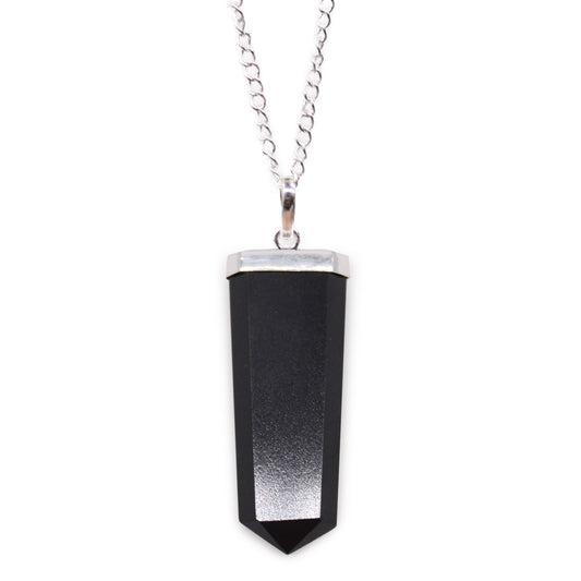 Crystal Flat Point Necklace - Black Agate