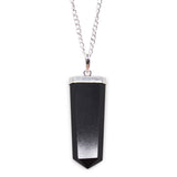 Crystal Flat Point Necklace - Black Agate