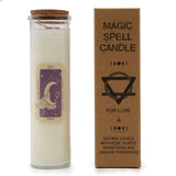 Magic spell candle with packaging on a white background