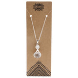 Crystal Ball Healing Hands Necklace - Clear Quartz