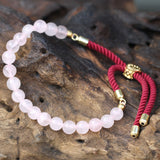 18K Gold Plated Crystal Bordeaux String Bracelet - Rose Quartz